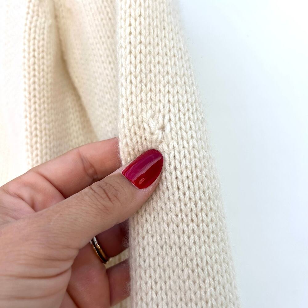 I. Magnin 2-Ply Cashmere Full Zip Cardigan Sweater Cream Ecru Small Stand Collar - Picture 8 of 9